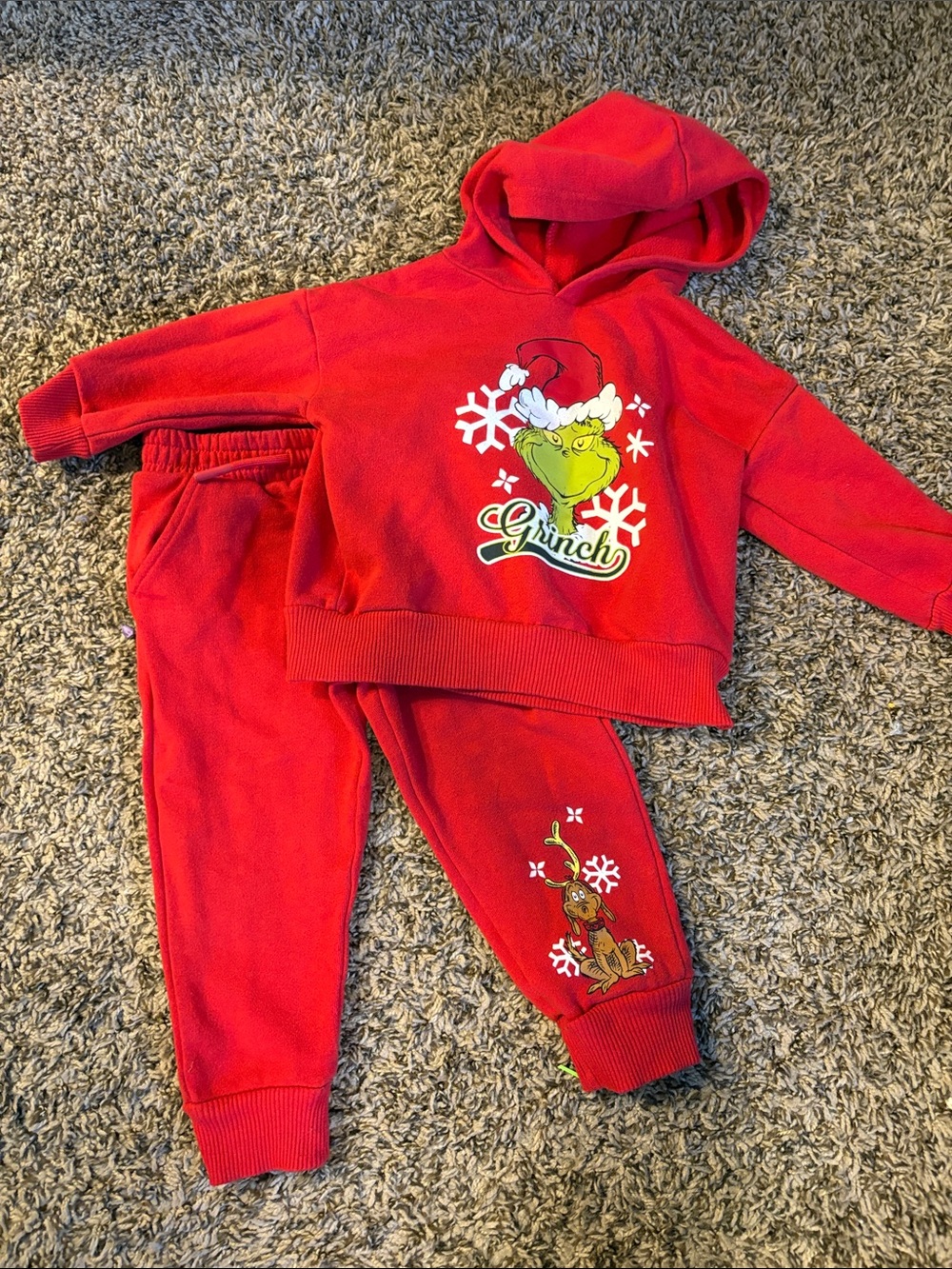 Grinch Red baby Hoodie & Joggers Holiday Set